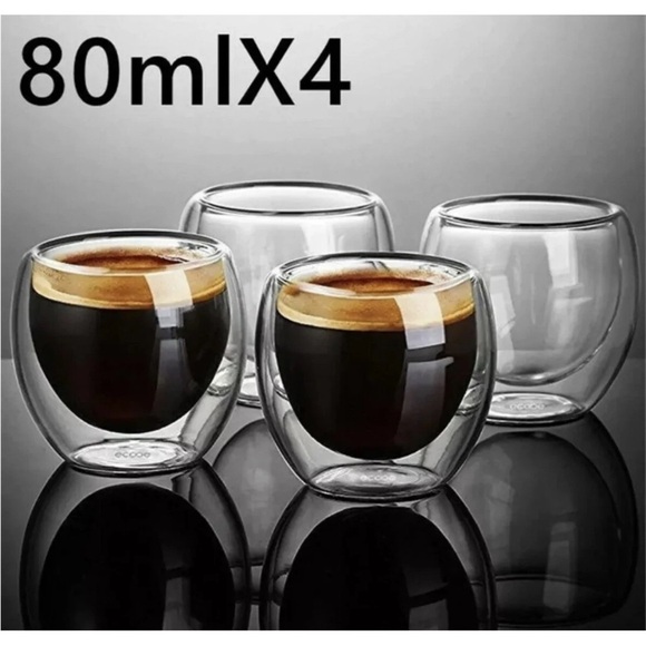 White Double-Walled Coffee & Tea 8 Cups Set - Picture 5 of 6